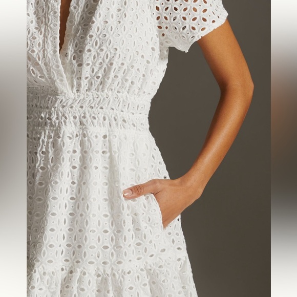 🍀🔥Anthropologie - White Eyelet Somerset Mini Dress - 1X - Picture 3 of 8